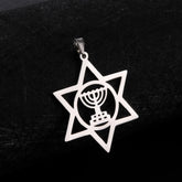Jewish Menorah David Star Pendant for Necklace Hexagram Charm